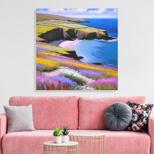 Verdant Cliffs and Azure Waves Canvas Print