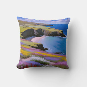 Verdant Cliffs and Azure Waves Cushion