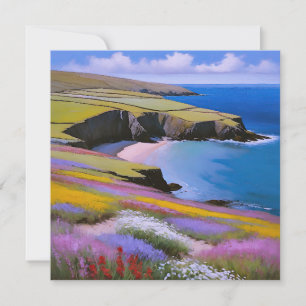 Verdant Cliffs and Azure Waves Holiday Card