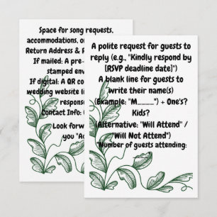 Verdant Elegance Graphic Green Leaf Accent RSVP Card
