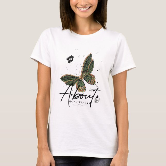“Verdant Flight” “Botanical Butterfly” “Emerald Wh T-Shirt (Front)