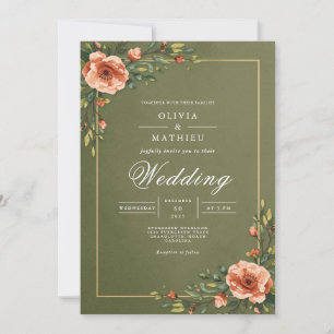 Verdant Floral Flourish Wedding Invitation