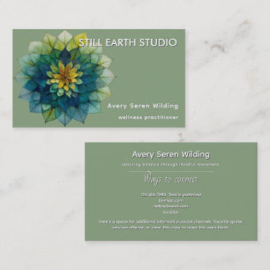 Verdant Harmony Leaf Mandala Business Card
