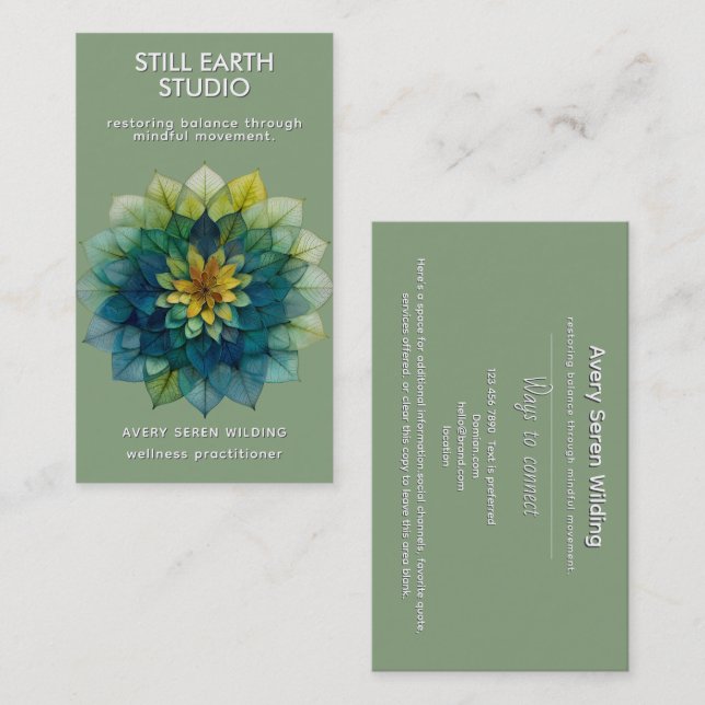 Verdant Harmony | Leaf Mandala Business Card (Front/Back)