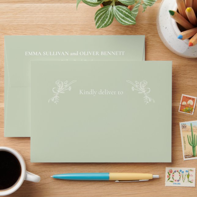 Verdant Heirloom sage green  Envelope (Desk)