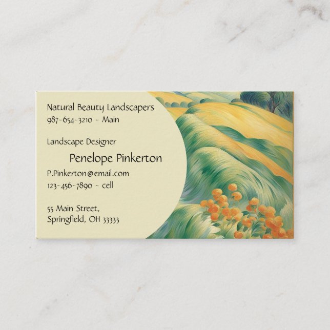 Verdant Hills  Business Card (Front)