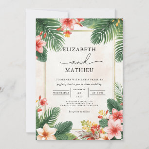 Verdant Jungle Bloom Flourish Wedding Invitation