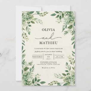 Verdant Leafy Botanical Flourish Wedding Invitation