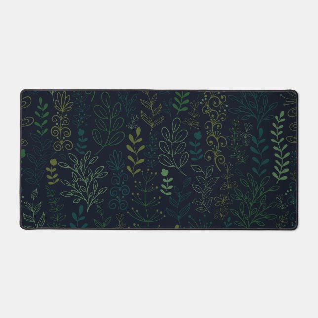 Verdant Leaves Botanic Foliage Pattern Desk Mat (Front)