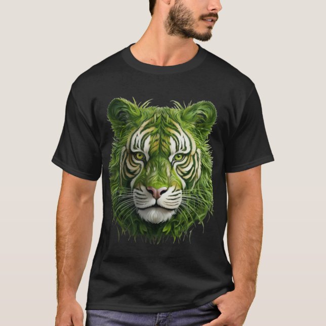 Verdant Majesty: Grass-Cut Royal Tiger" T-Shirt (Front)