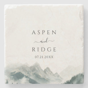 Verdant Peaks Misty Forest Botanical Stone Coaster