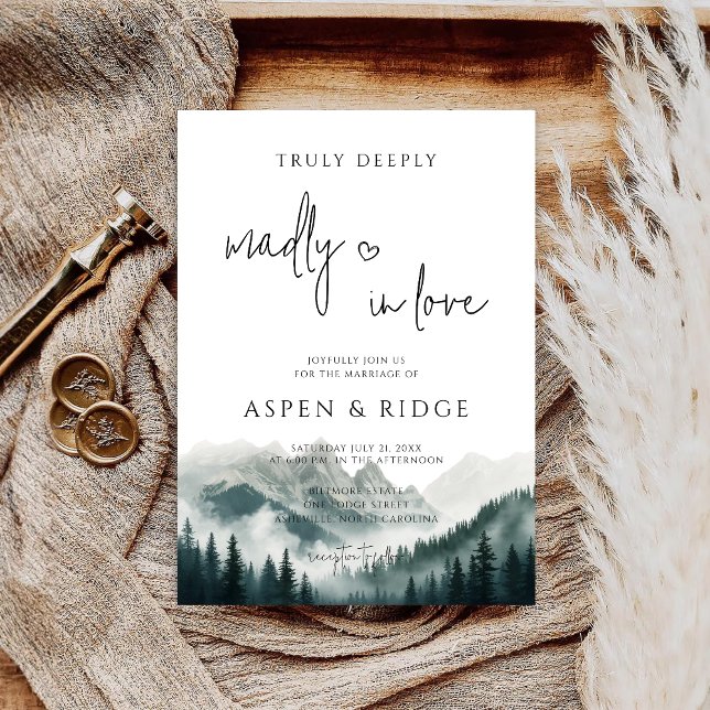 Verdant Peaks Misty Forest Watercolor Wedding  Invitation (Creator Uploaded)