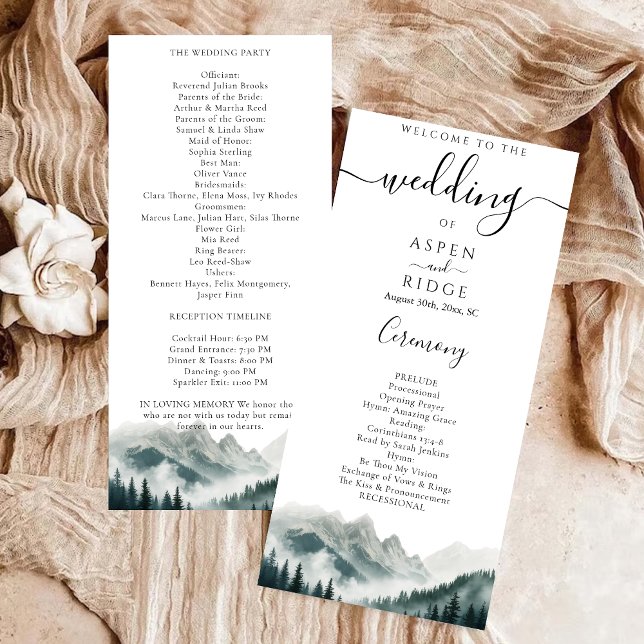 Verdant Peaks Mountain Wedding Program Programme (Creator Uploaded)