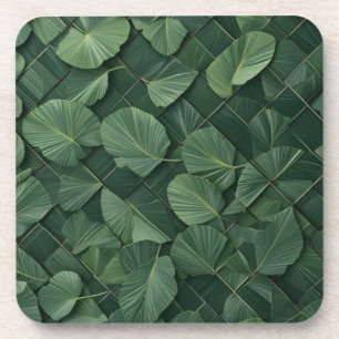 Verdant Rhythm: Tropical Leaf Grid Coaster