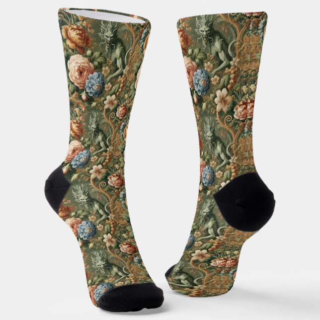 Verdant’s Wrath – Gothic Victorian Tapestry Socks (Angled)