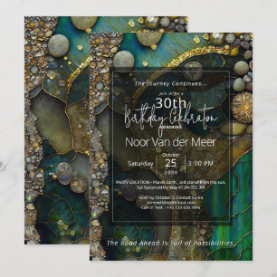 Verdant Song Botanical Gemstone Abstract Invitation
