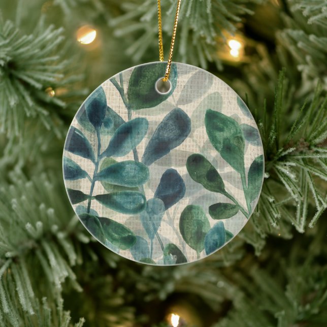 Verdant Sophistication - Tropical Leaves Ceramic Tree Decoration (Tree)