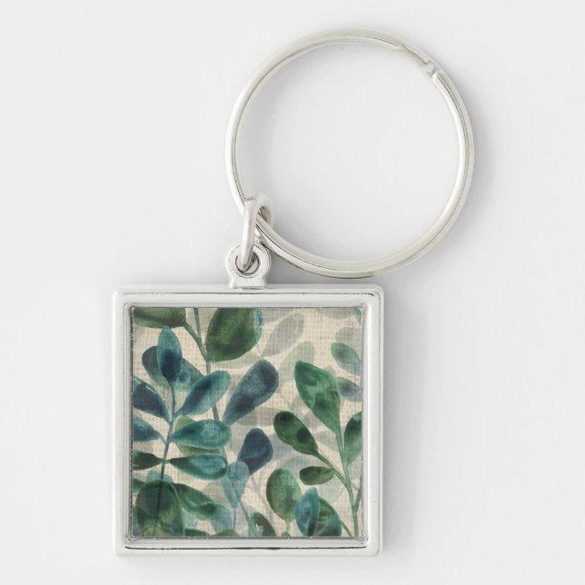 Verdant Sophistication - Tropical Leaves Key Ring (Front)