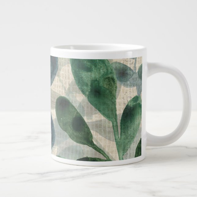 Verdant Sophistication - Tropical Leaves Large Coffee Mug (Right)