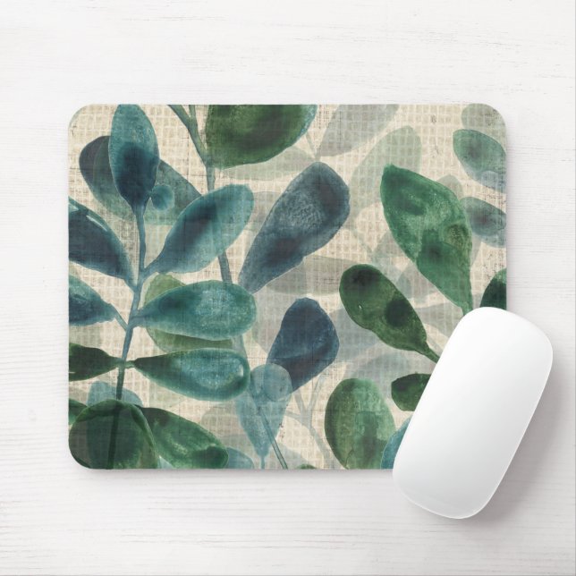 Verdant Sophistication - Tropical Leaves Mouse Mat (With Mouse)