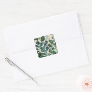 Verdant Sophistication - Tropical Leaves Square Sticker
