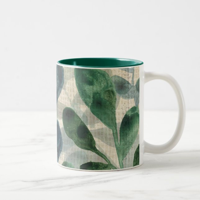 Verdant Sophistication - Tropical Leaves Two-Tone Coffee Mug (Right)