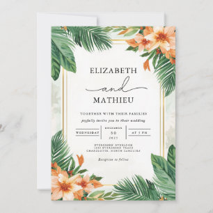 Verdant Tropical Arch Floral Wedding Invitation