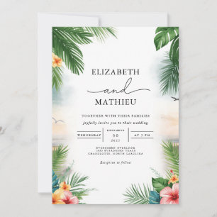 Verdant Tropical Leaf Arch Wedding Invitation