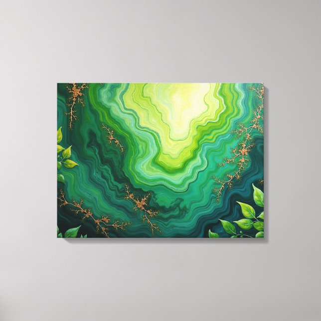 Verdant Veins – 24"x18" Jungle Flow Abstract Fluid Canvas Print (Front)