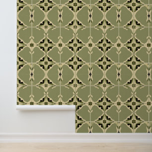 Verdant Vintage: Art Nouveau Tile Revival Pattern Wallpaper
