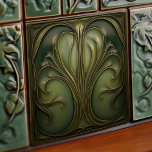 Verdant Whirls Art Nouveau Ceramic Tile<br><div class="desc">Immerse yourself in the swirling elegance of the Verdant Whirls Art Nouveau Ceramic Tile, an art piece that revives the splendour of a bygone era. The tile showcases a sophisticated palette of olive, moss, and hints of gold, evoking the rich tapestry of an enchanted forest. With its flowing lines and...</div>
