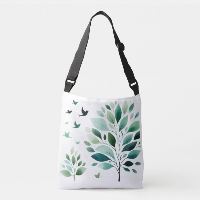  Verdant Whispers Chickadee Crossbody Bag (Front)