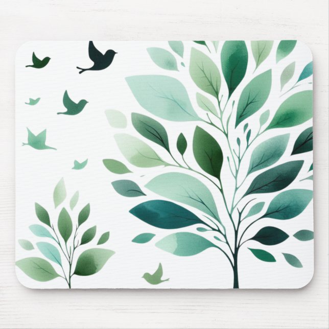  Verdant Whispers Chickadee Mousepad (Front)