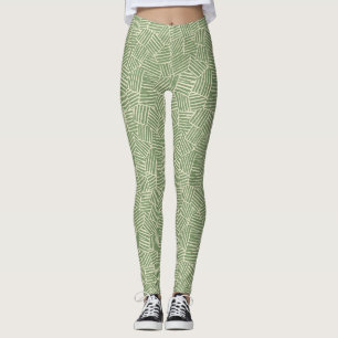 Verdant Woven Lines   Midcentury Modern Geometric  Leggings
