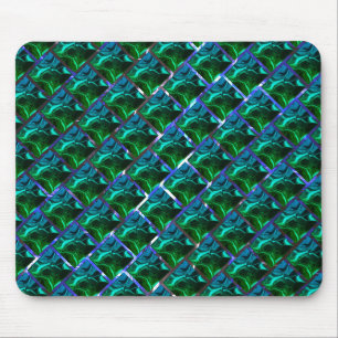 Verde esmeralda e curvas, sob grade niquelada? mouse mat