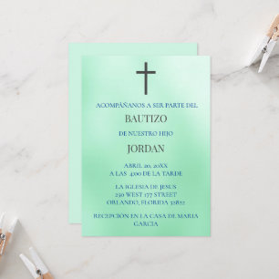 Verde   Invitación de bautizo  Invitation