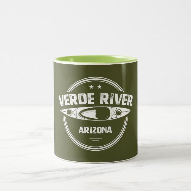 Verde River Arizona Kayaking Two-Tone Coffee Mug (Center)