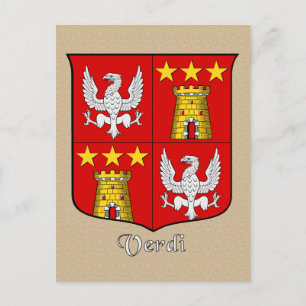 Verdi Family Heraldic Shield Postcard
