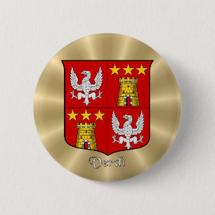 Verdi Historical Shield on Golden Sunburst 6 Cm Round Badge