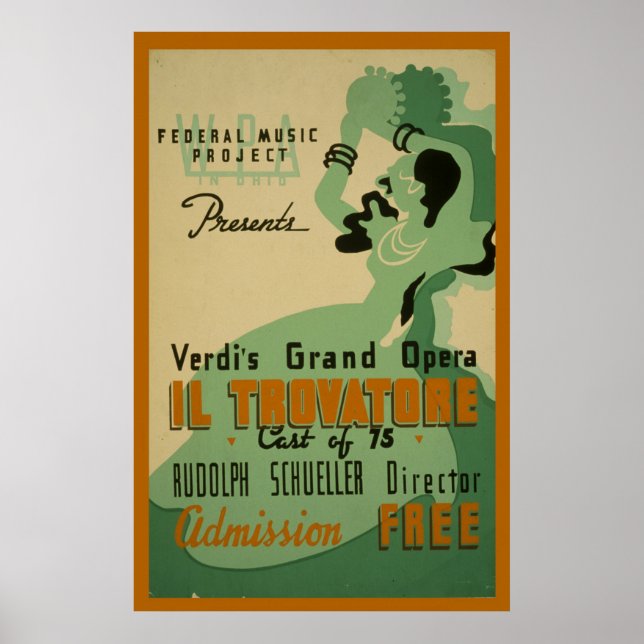 Verdi Il Trovatore Vintage 1937 WPA Poster (Front)