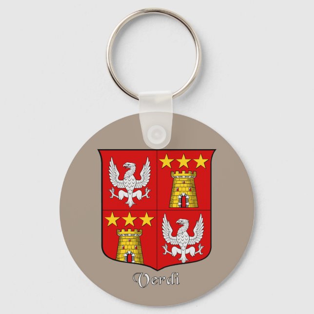 Verdi Italian Surname Historical Shield Key Ring (Front)