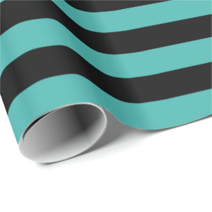Verdigris Green and Black Stripe Wrapping Paper