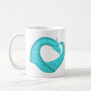 Verdigris heart dragon on white coffee mug