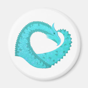 Verdigris heart dragon on white magnet