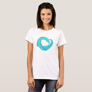 Verdigris heart dragon on white T-Shirt