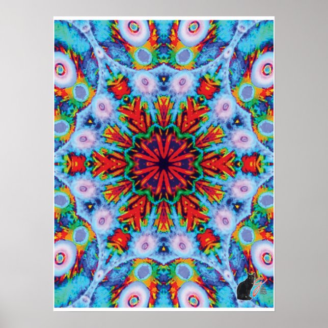 Verdigris Kinetic Collage Kaleidoscope Poster (Front)