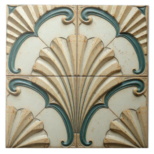 Verdigris Shell Motif Tile