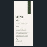 VERDURE Modern Wedding Place Card Menu<br><div class="desc">VERDURE pine green minimalist,  wedding guest place card and menu. Features,  pine green typography on soft beige backgrounds. Fonts and background colour can be customised. Please note,  guest names must be entered and added to your cart individually.</div>