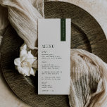 VERDURE Modern Wedding Place Card Menu<br><div class="desc">VERDURE pine green minimalist,  wedding guest place card and menu. Features,  pine green typography on soft beige backgrounds. Fonts and background colour can be customised. Please note,  guest names must be entered and added to your cart individually.</div>