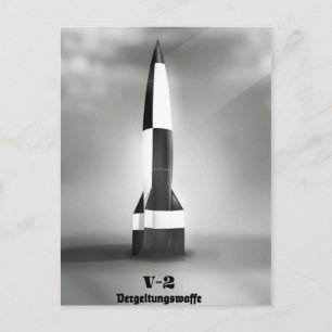 Vergeltungswaffe V2 Rocket B&W vintage style. Postcard